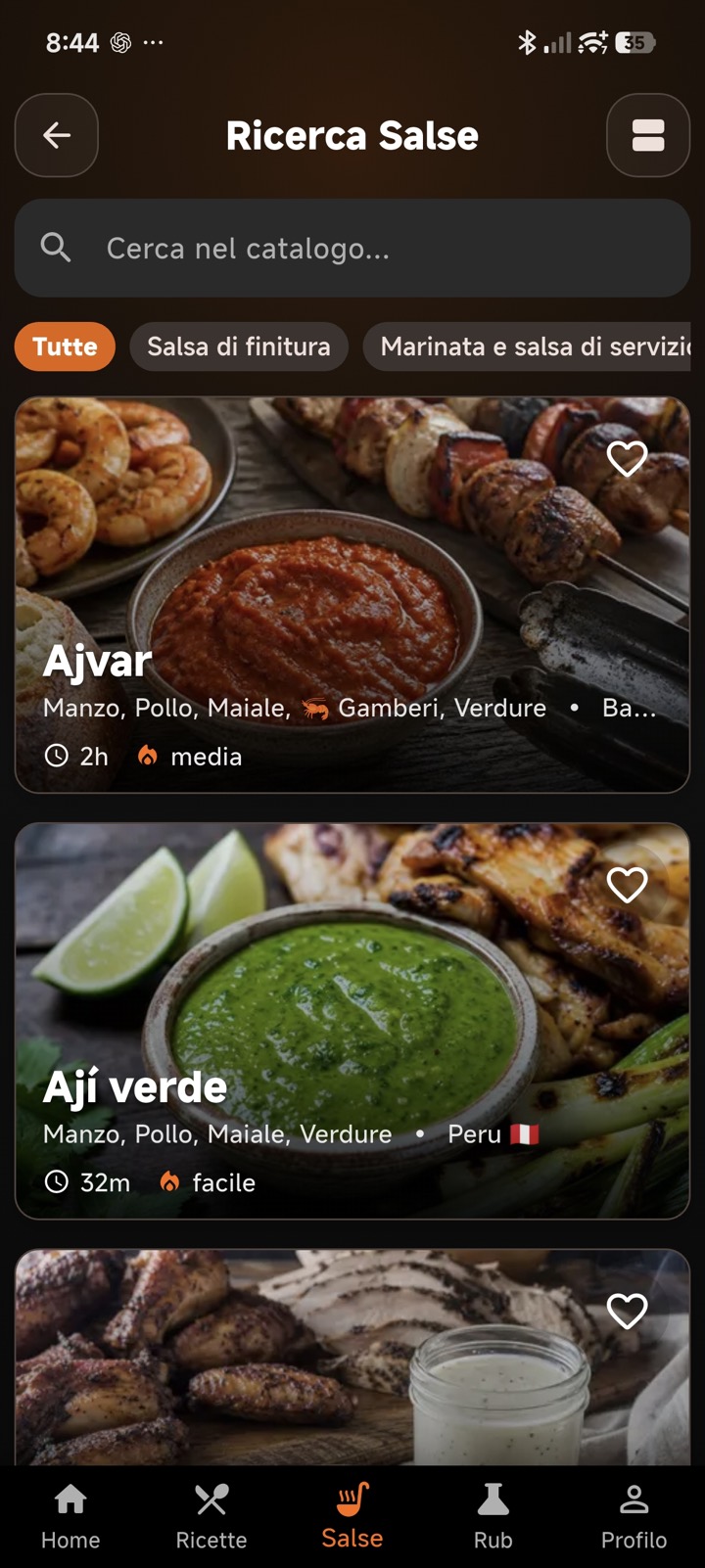 Anteprima dell app BBQ Pilot con home, ricette e cottura guidata 1