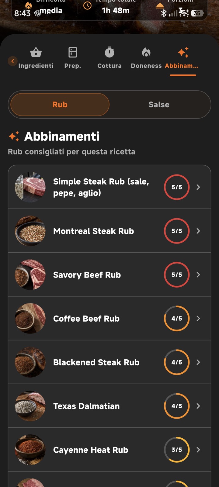 Anteprima dell app BBQ Pilot con home, ricette e cottura guidata 7